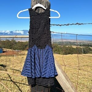 NBD Revolve Lace black Blue Plaid Sleeveless Mini Party Dress XS